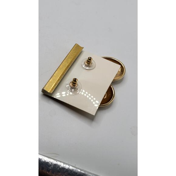 Vintage Napier Gold Tone Door Knocker Earrings On Card Surgical Steel Post - Picture 5 of 9